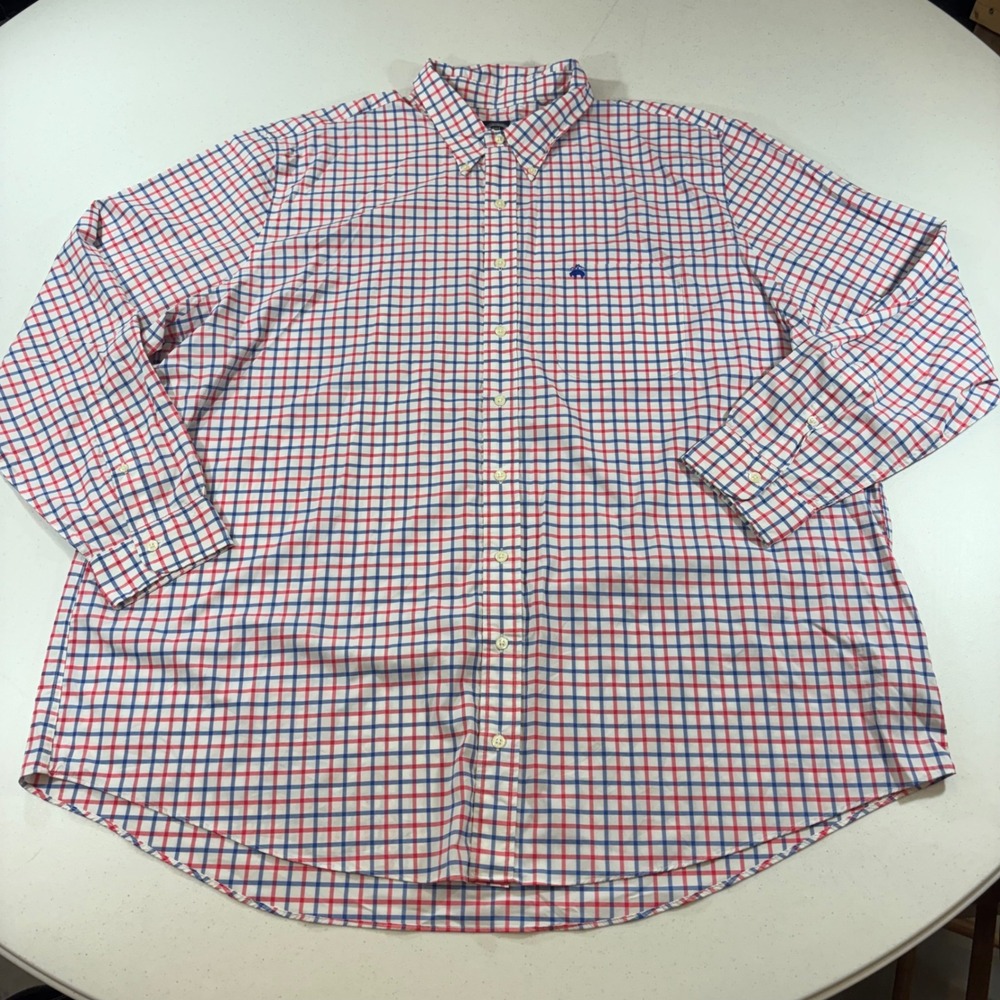 Brooks Brothers 3XLT Red White Blue Tattersall Performance Shirt 100200424